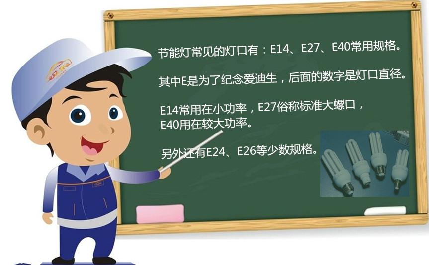 選購節(jié)能燈要注意燈口型號和尺寸 E14、E27、E40螺旋燈口